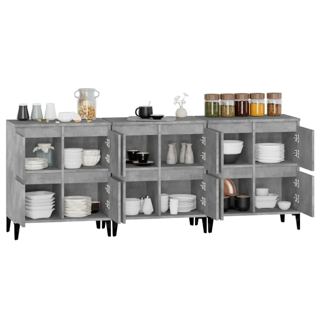 Sideboards 3 pcs Concrete Grey 60x35x70 cm Engineered Wood 3185779