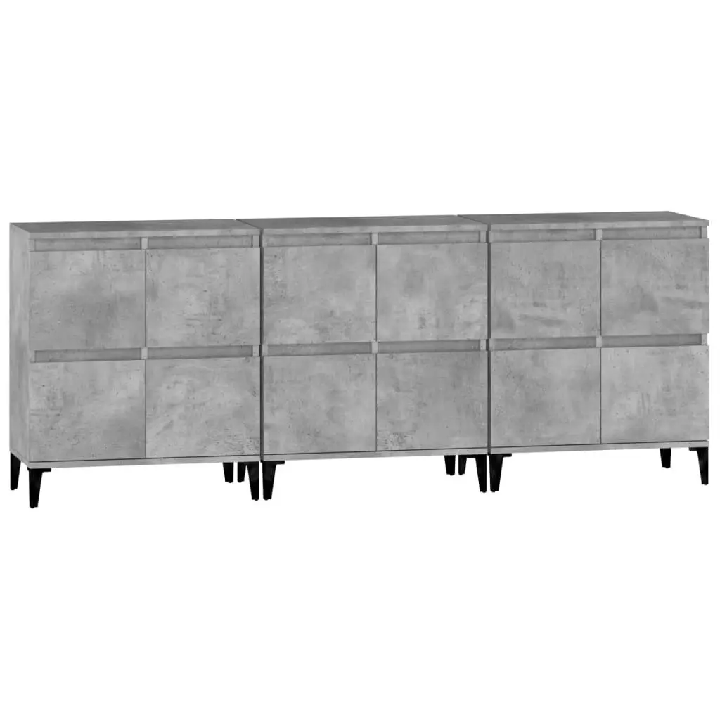 Sideboards 3 pcs Concrete Grey 60x35x70 cm Engineered Wood 3185779