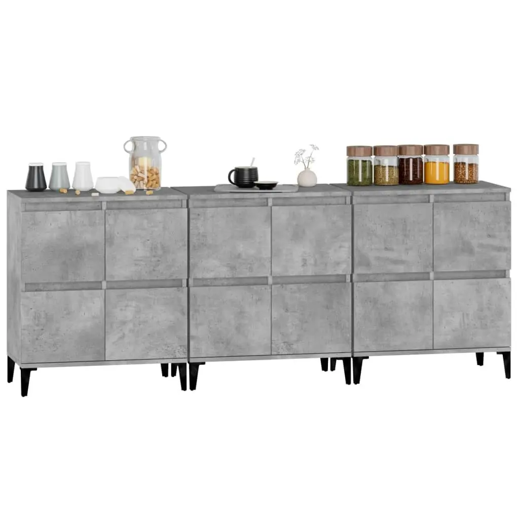 Sideboards 3 pcs Concrete Grey 60x35x70 cm Engineered Wood 3185779