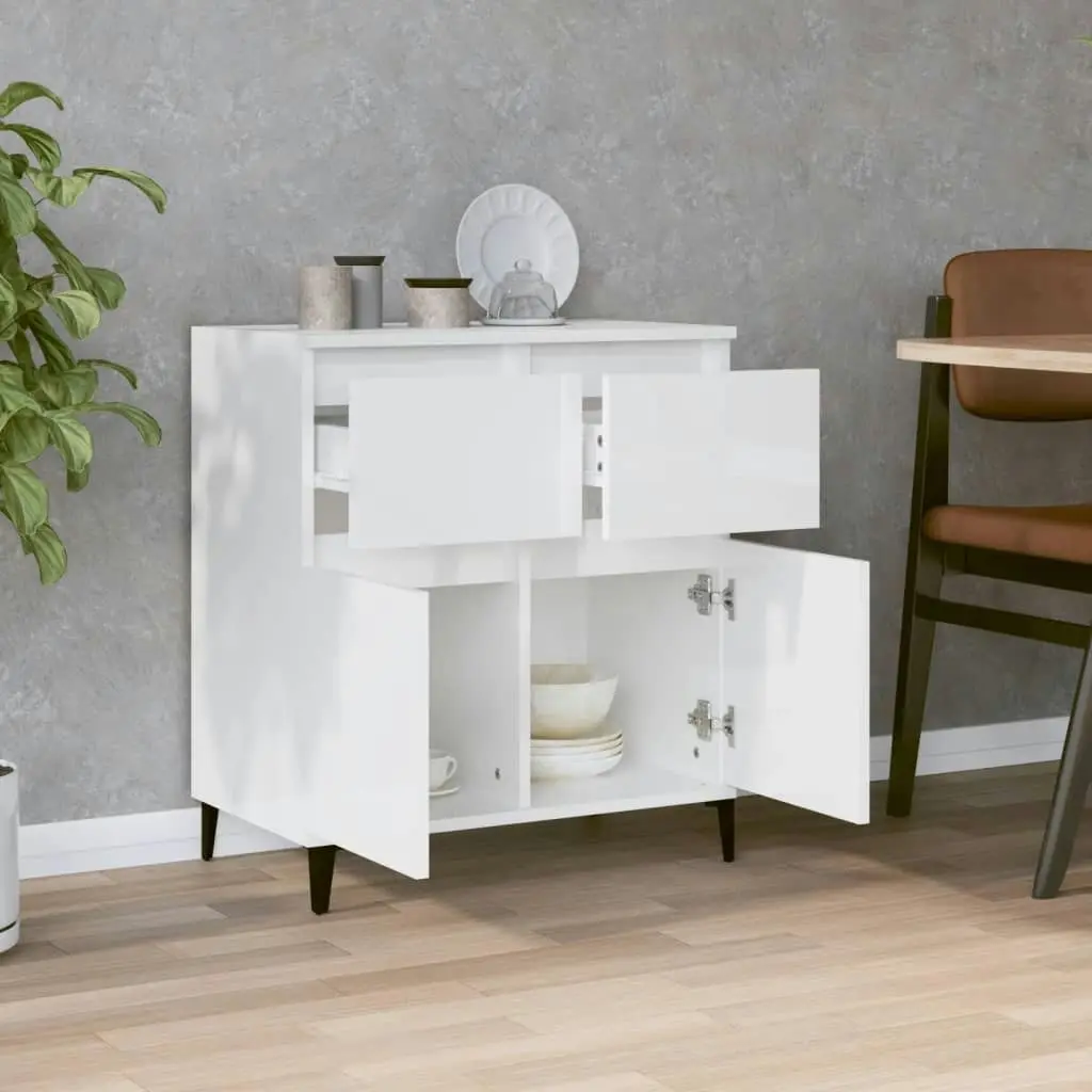 Sideboard High Gloss White 60x35x70 cm Engineered Wood 819686