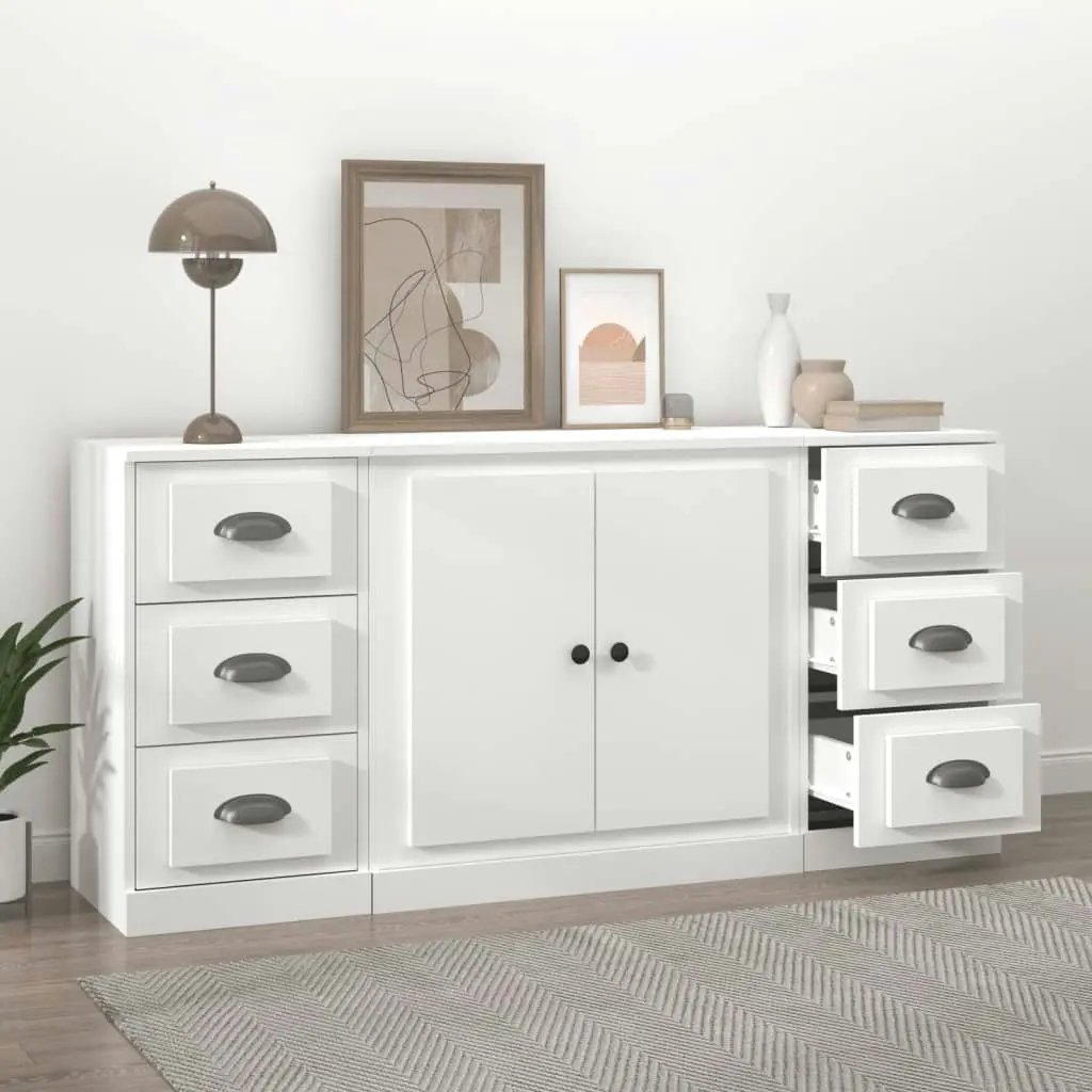 Sideboards 3 pcs White Engineered Wood 3185231