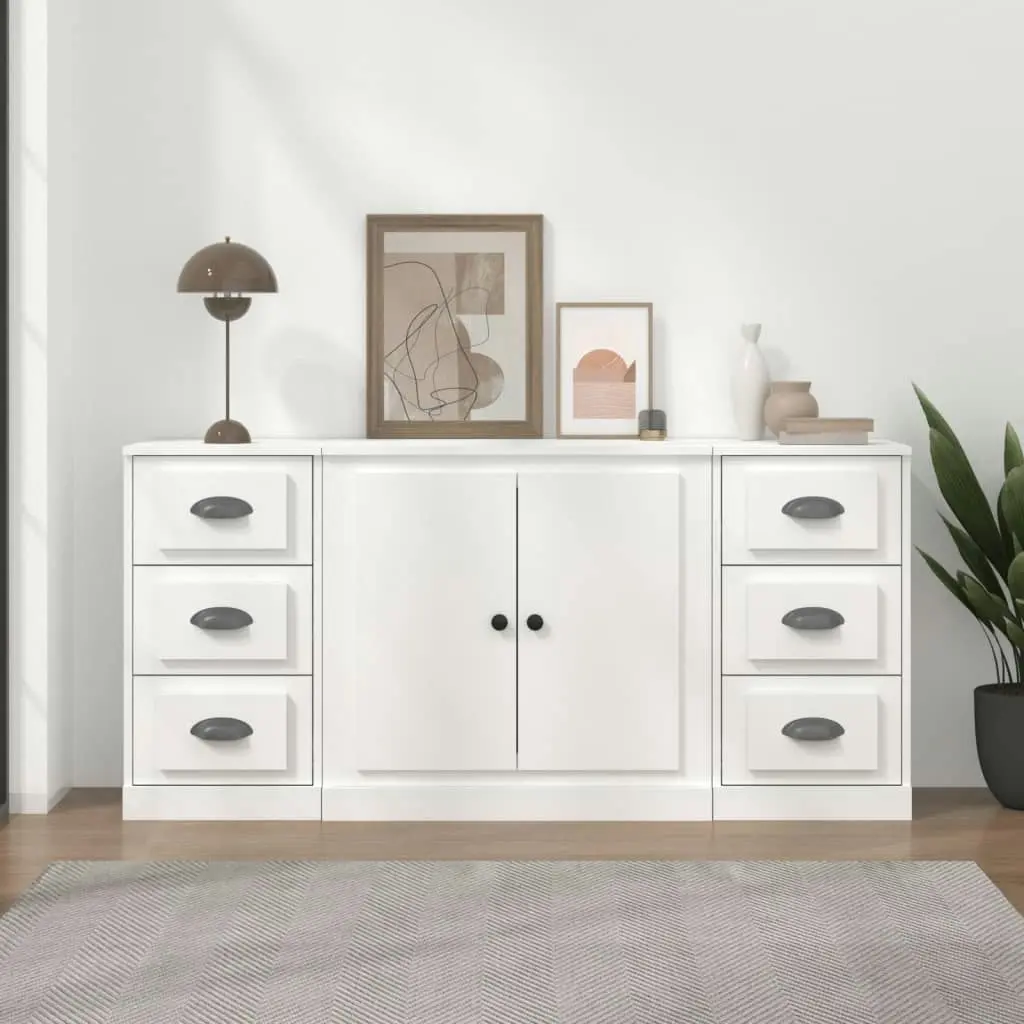 Sideboards 3 pcs White Engineered Wood 3185231