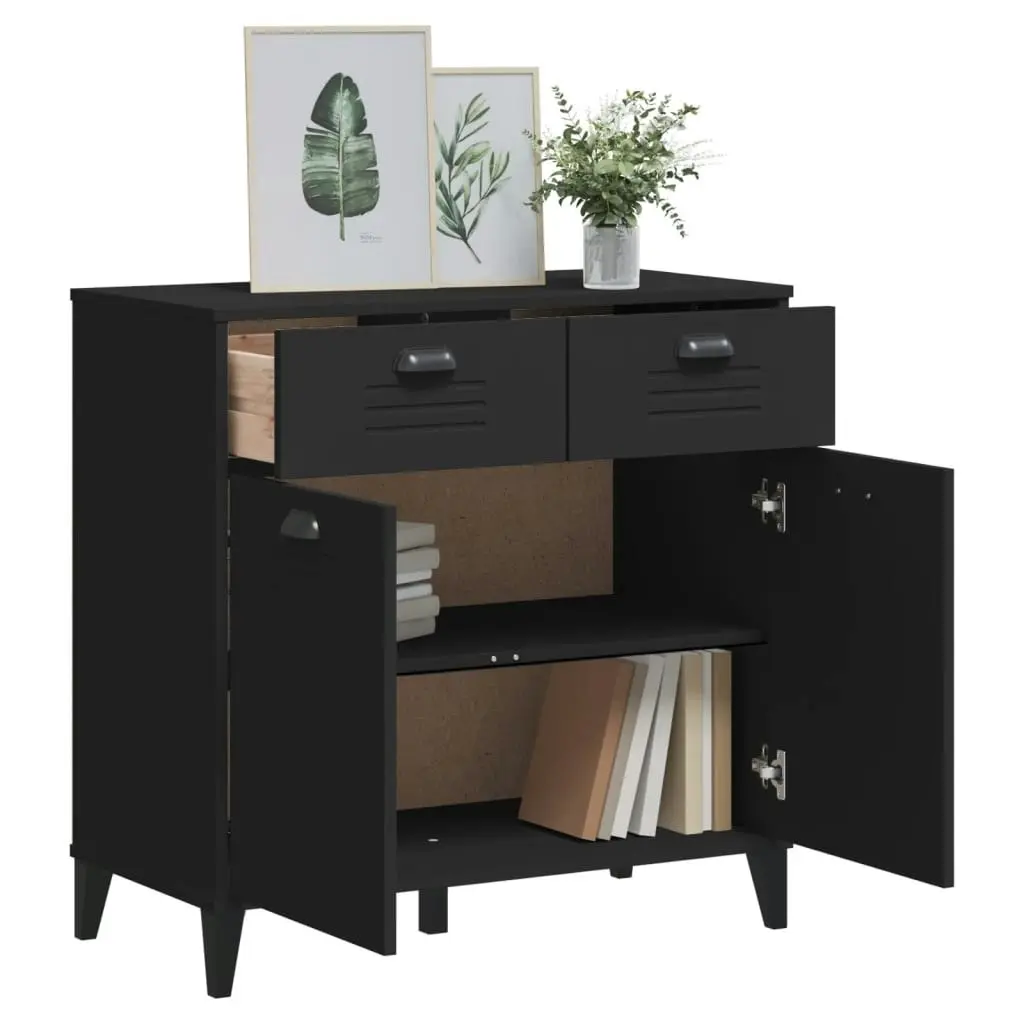 Sideboard VIKEN Black 80x40x80 cm Solid Wood Pine 374936