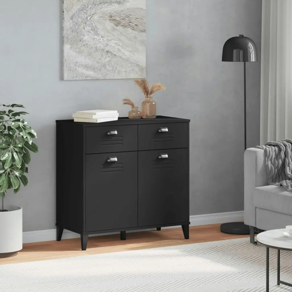 Sideboard VIKEN Black 80x40x80 cm Solid Wood Pine 374936