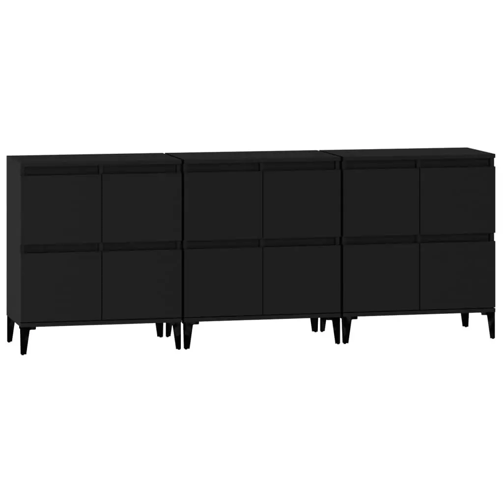 Sideboards 3 pcs Black 60x35x70 cm Engineered Wood 3185776