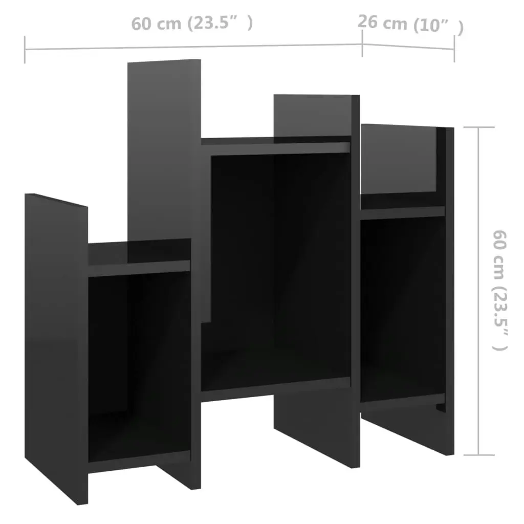 Side Cabinet High Gloss Black 60x26x60 cm Engineered Wood 806290