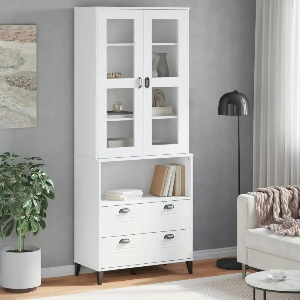 Highboard VIKEN White 80x40x200 cm Solid Wood Pine 3207141