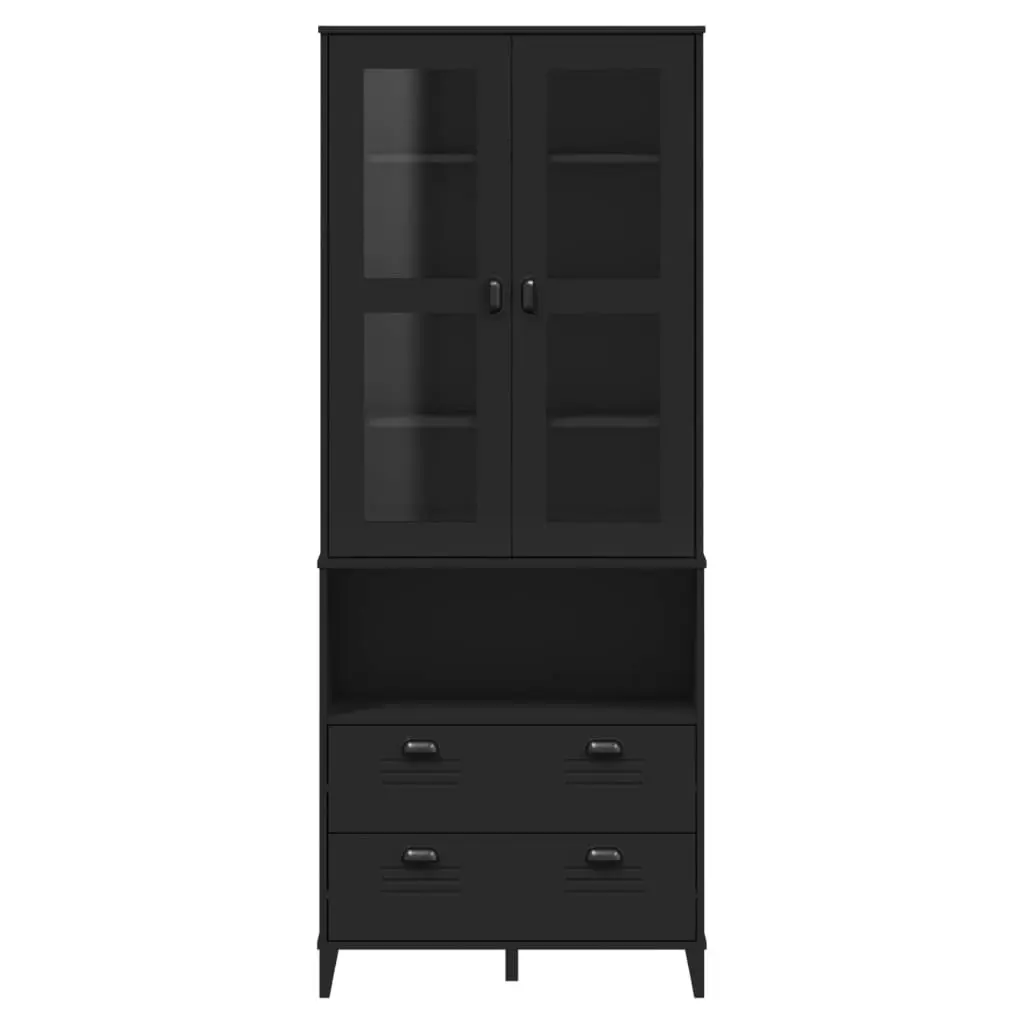 Highboard VIKEN Black 80x40x200 cm Solid Wood Pine 3207142