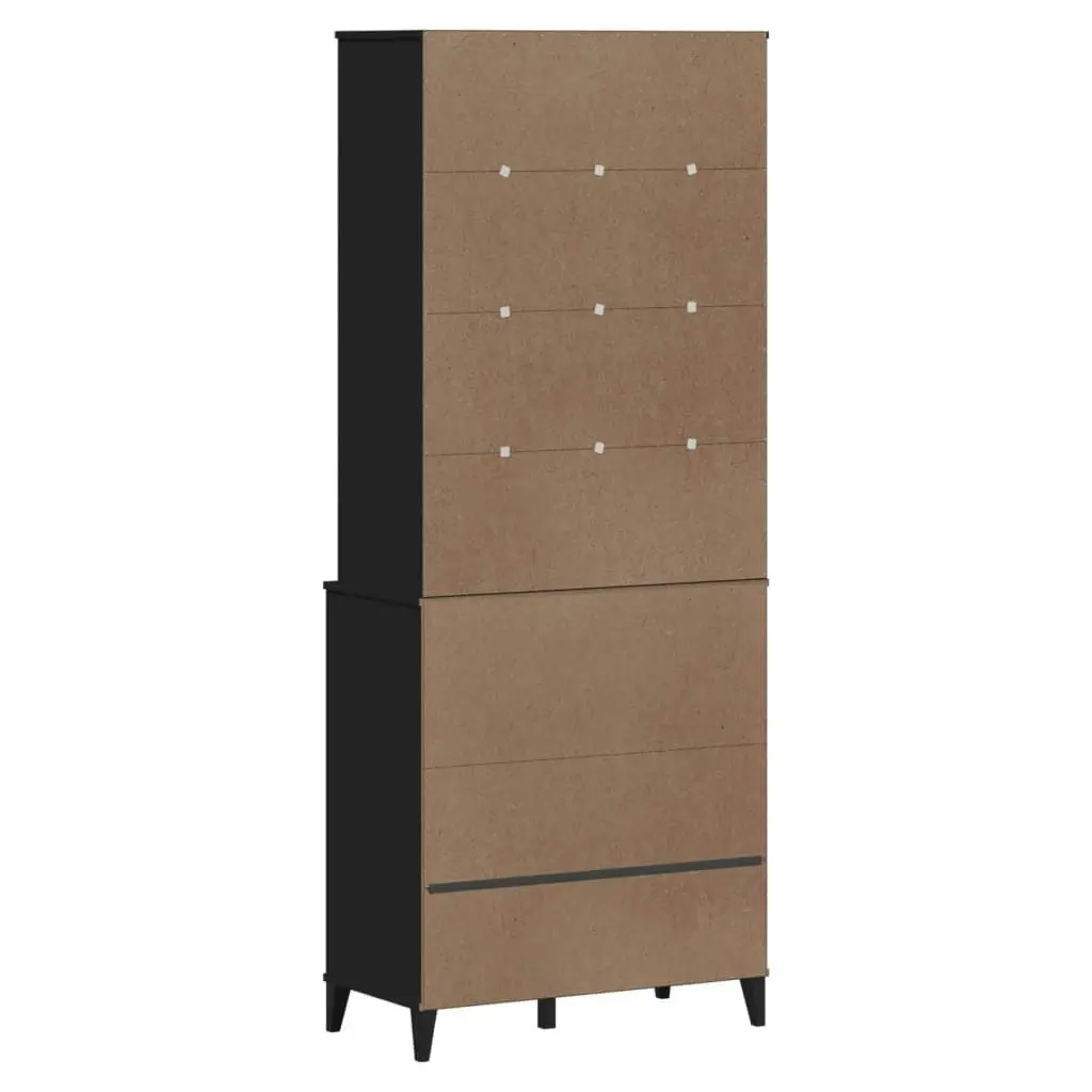 Highboard VIKEN Black 80x40x200 cm Solid Wood Pine 3207142