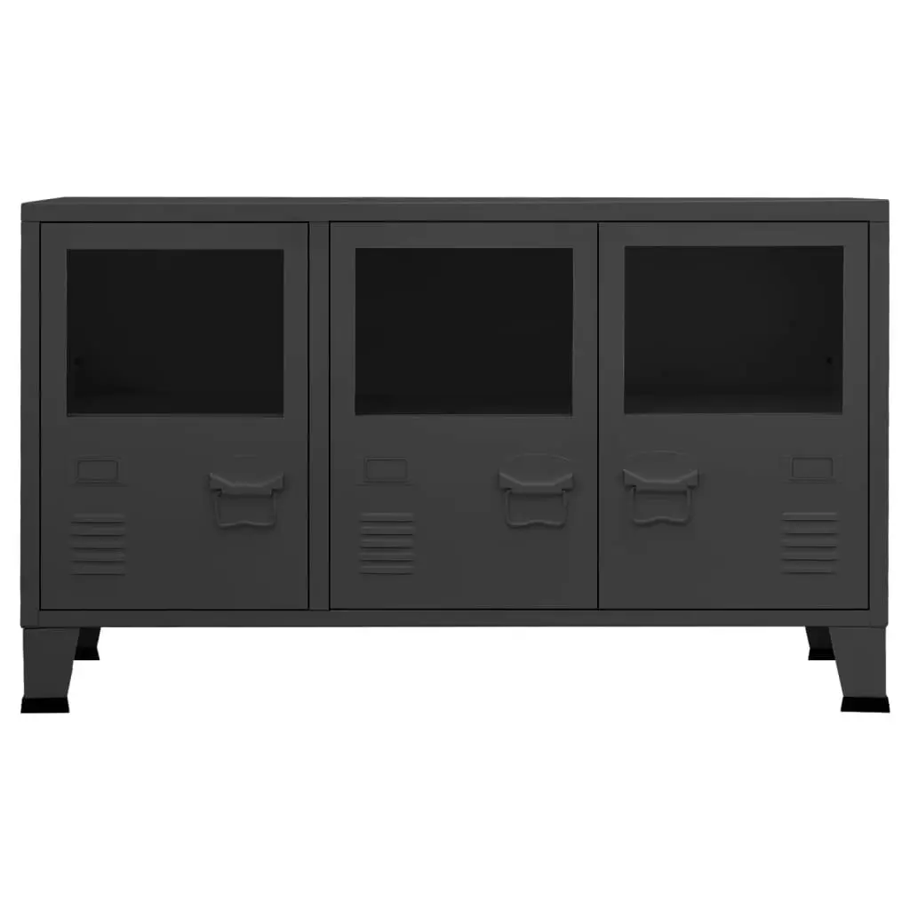 Industrial Sideboard Anthracite 105x35x62 cm Metal and Glass 339610