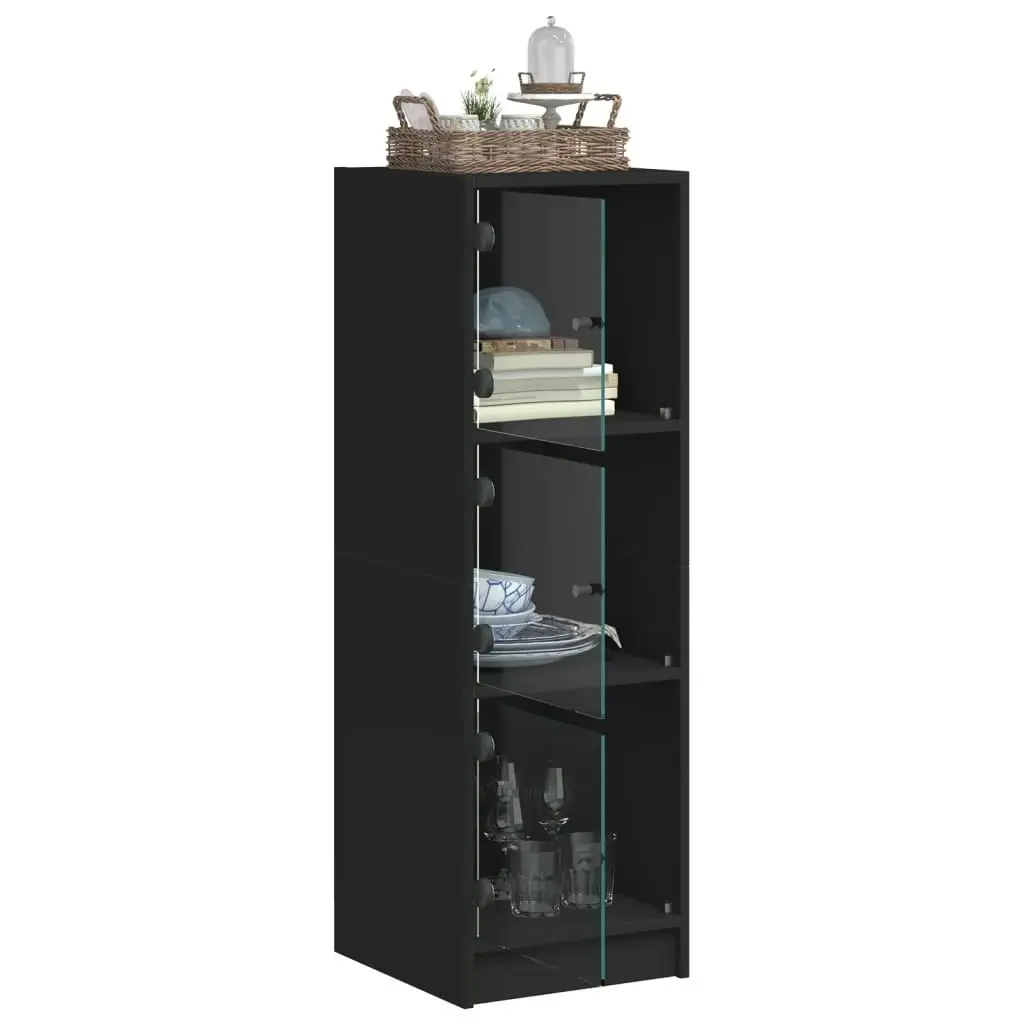 Highboard with Glass Doors Black 35x37x109 cm 836386