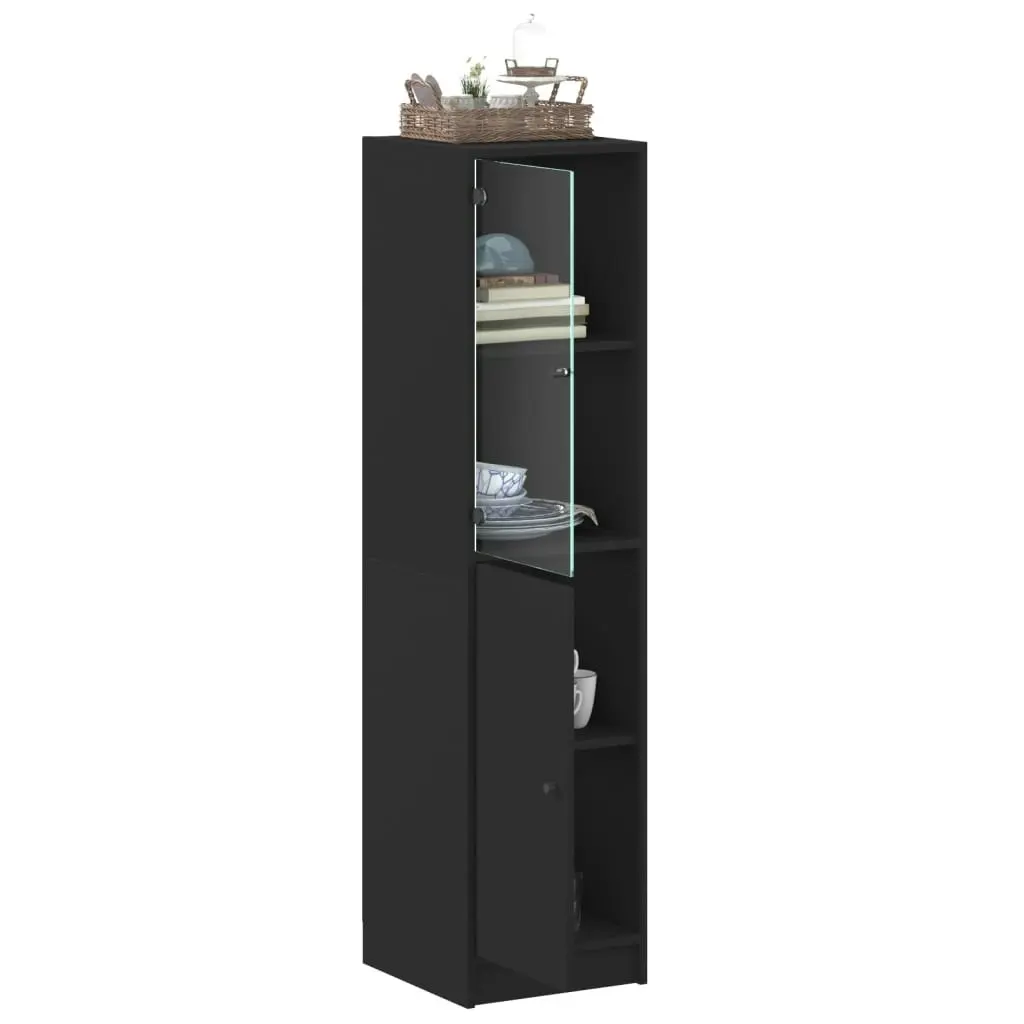 Highboard with Glass Door Black 35x37x142 cm 836442