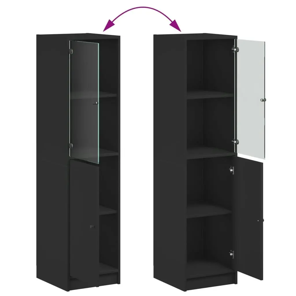 Highboard with Glass Door Black 35x37x142 cm 836442