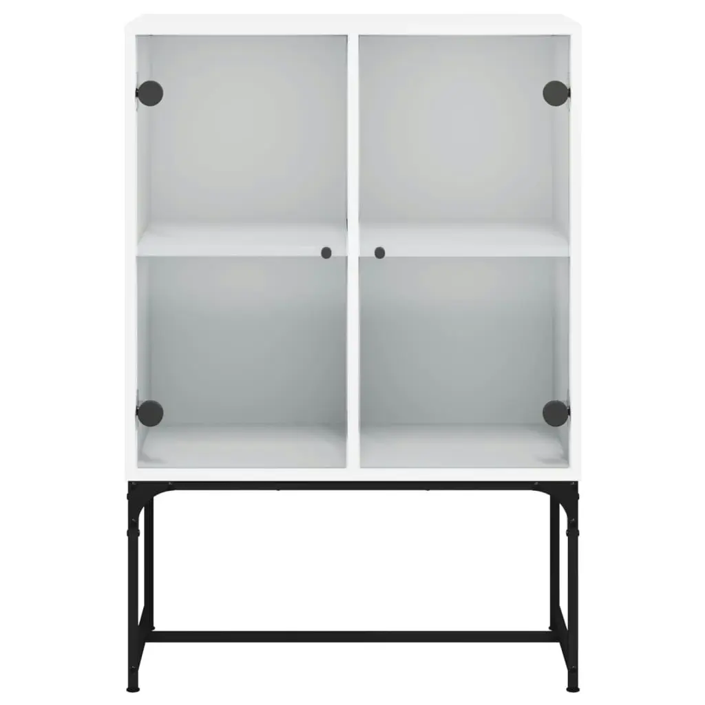 Side Cabinet with Glass Doors White 69x37x100 cm 836546