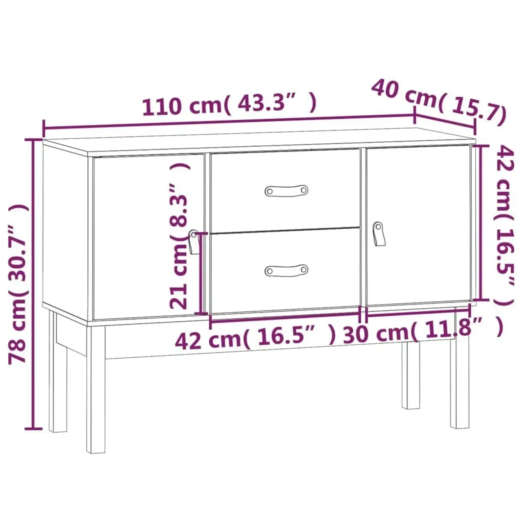 Sideboard 110x40x78 cm Solid Wood Pine 823524