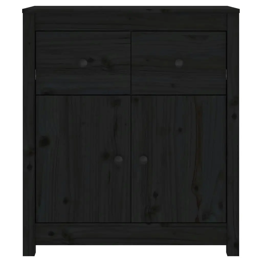 Sideboard Black 70x35x80 cm Solid Wood Pine 813753