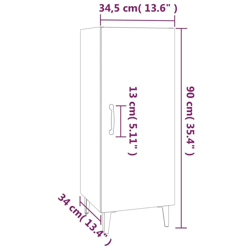 Sideboard High Gloss White 34.5x34x90 cm Engineered Wood 812336