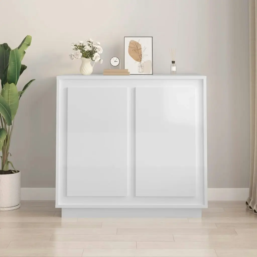 Sideboard High Gloss White 80x34x75 cm Engineered Wood 819886