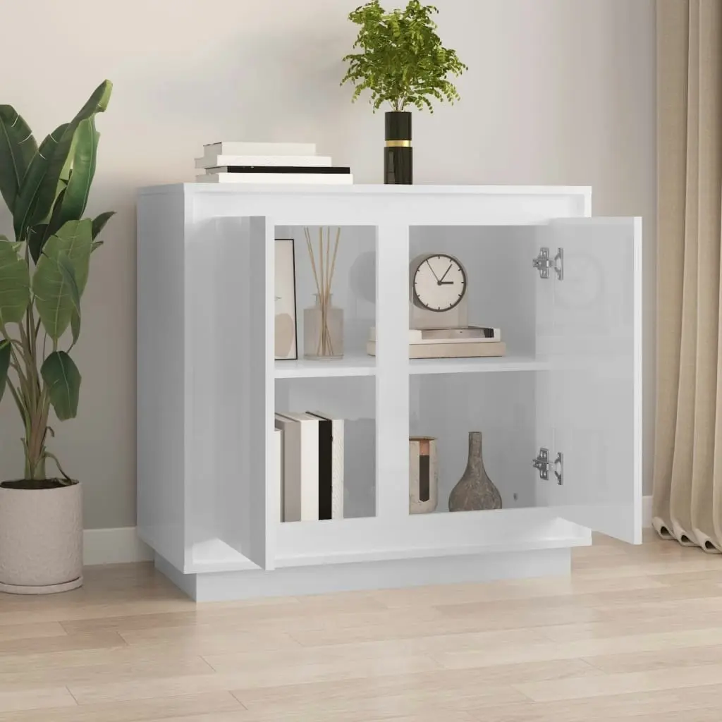 Sideboard High Gloss White 80x34x75 cm Engineered Wood 819886