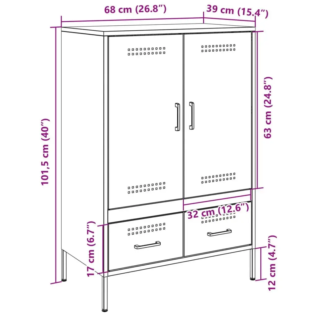 Highboard Black 68x39x101.5 cm Cold-rolled Steel 843108