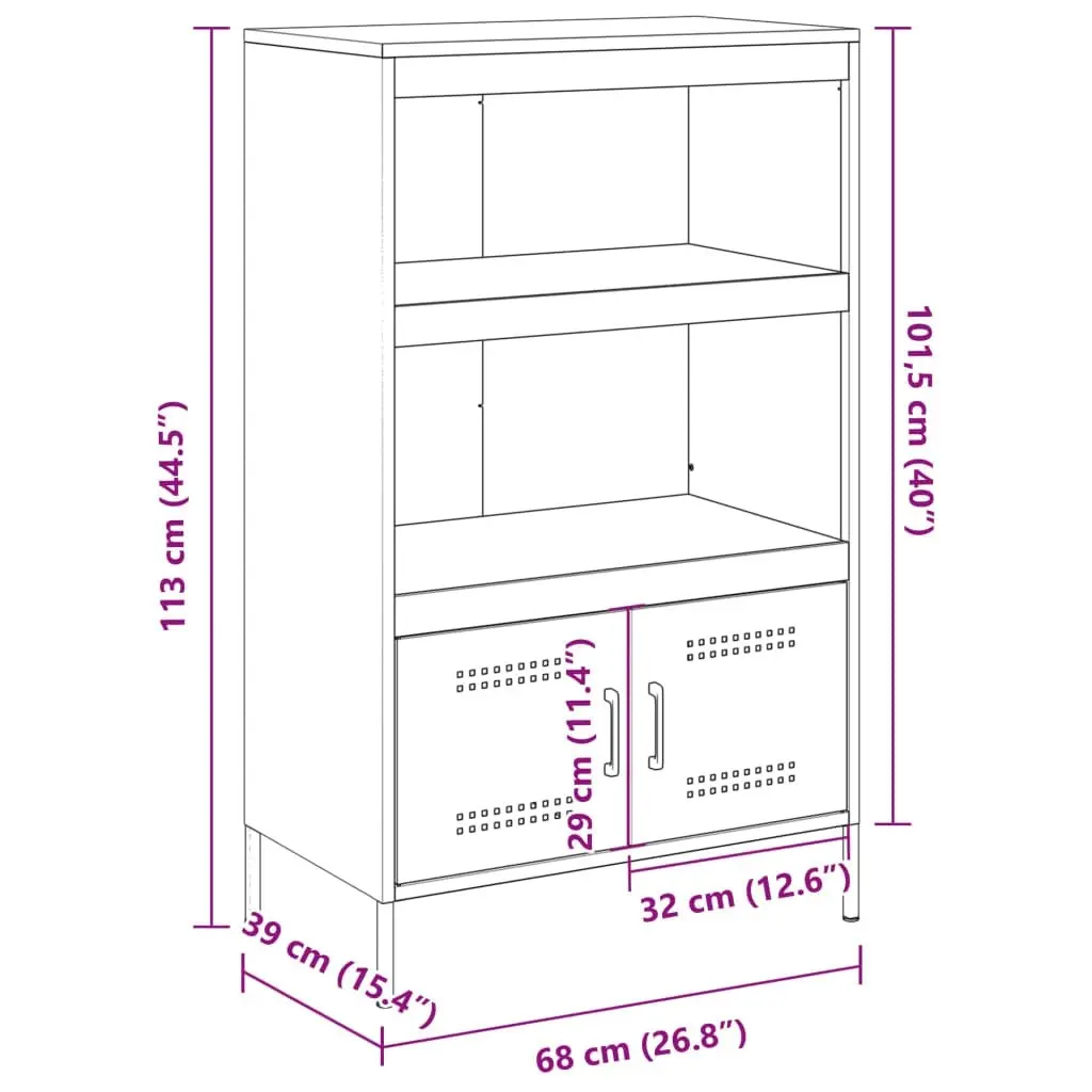 Highboard Black 68x39x113 cm Steel 842970