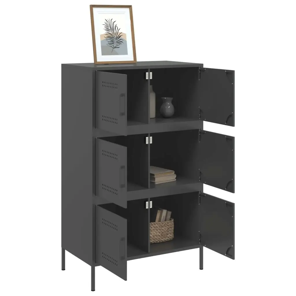 Highboard Black 68x39x113 cm Steel 842958