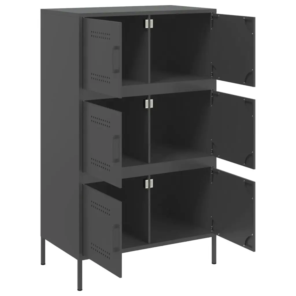 Highboard Black 68x39x113 cm Steel 842958