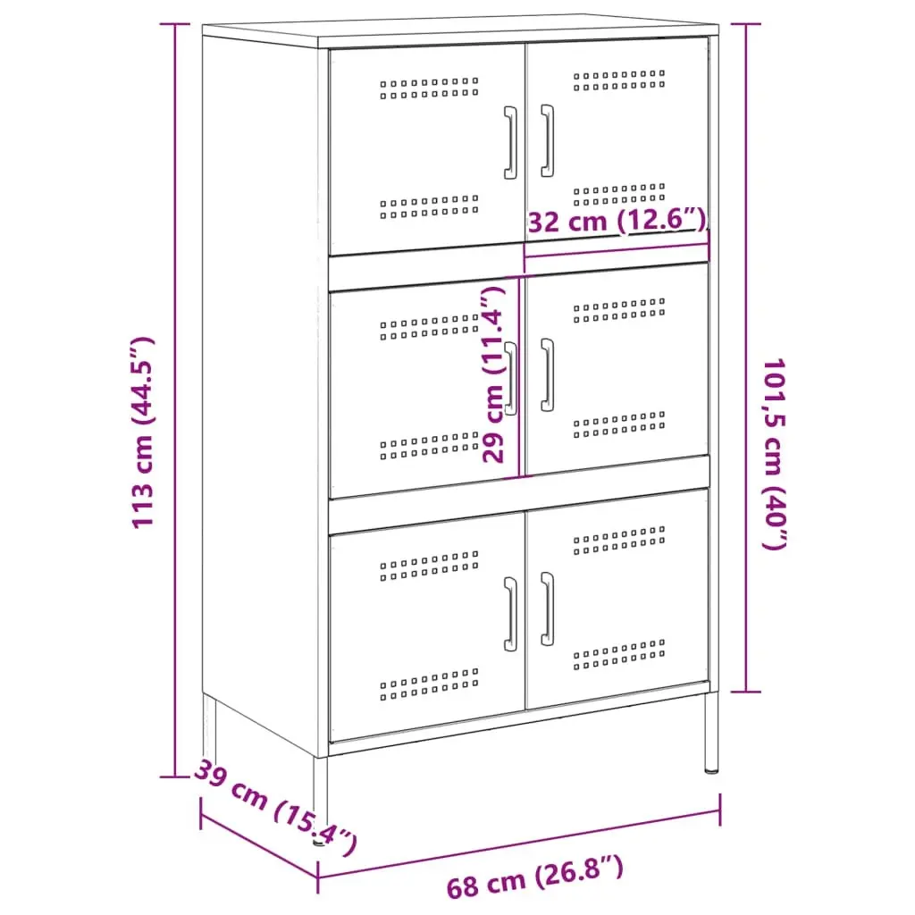 Highboard Black 68x39x113 cm Steel 842958