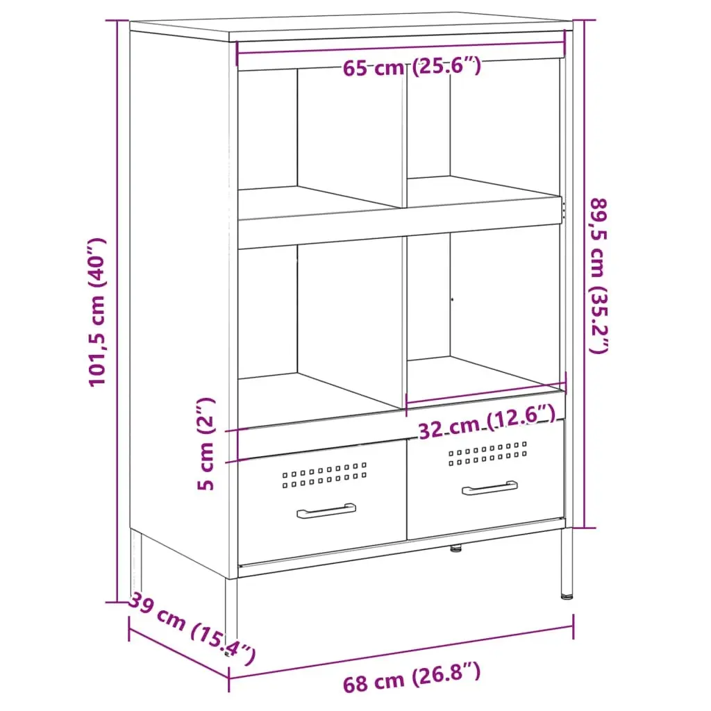 Highboard Black 68x39x101.5 cm Cold-rolled Steel 843102