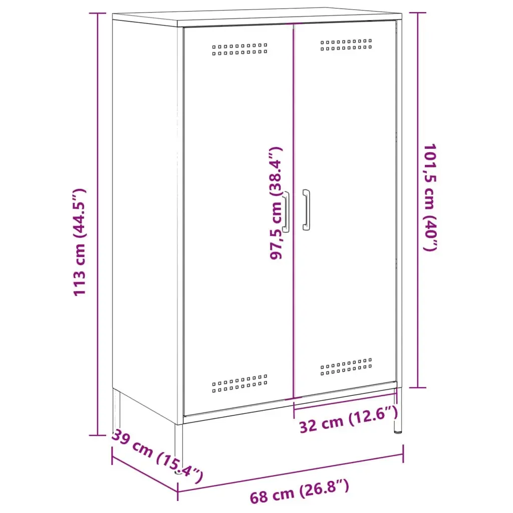 Highboard Black 68x39x113 cm Steel 842964