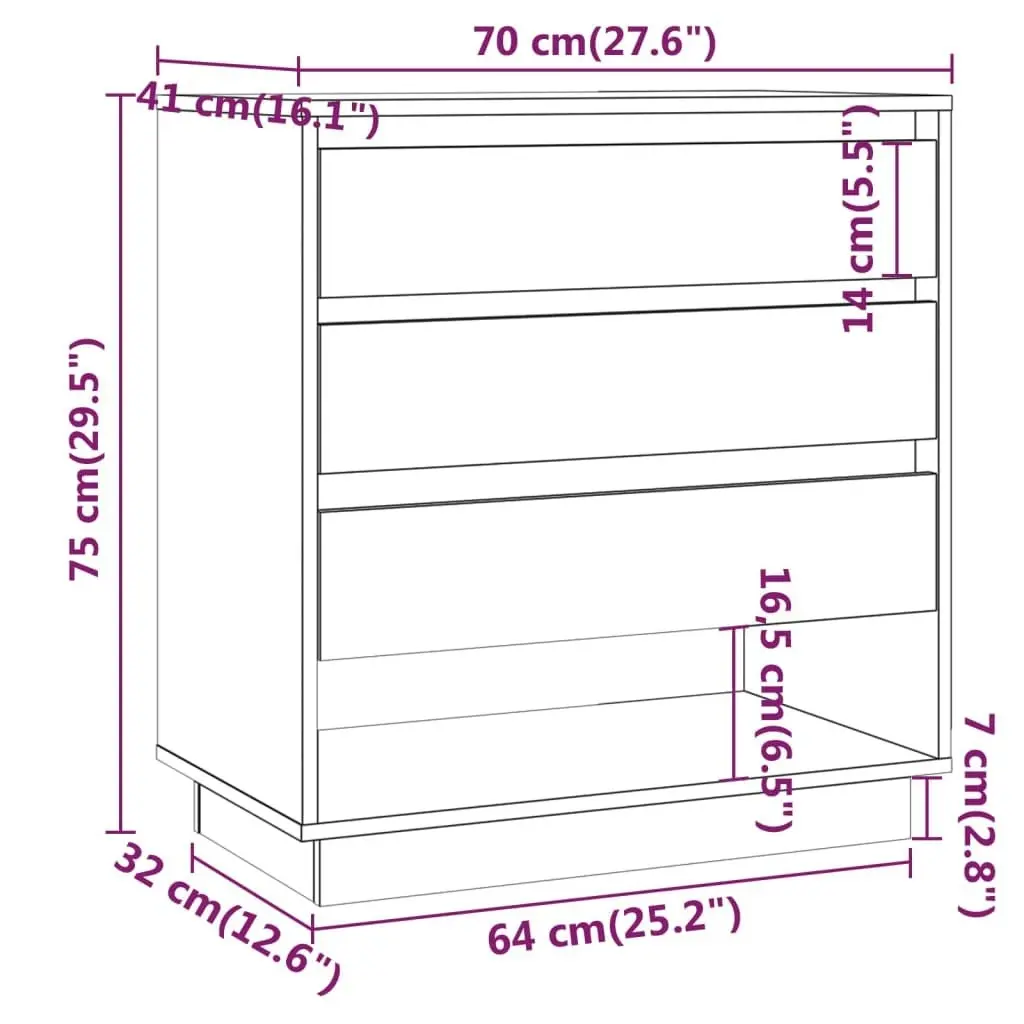 Sideboard White 70x41x75 cm Engineered Wood 809548