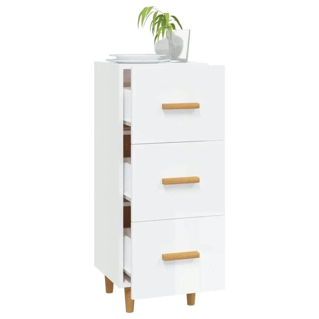 Sideboard High Gloss White 34.5x34x90 cm Engineered Wood 812345