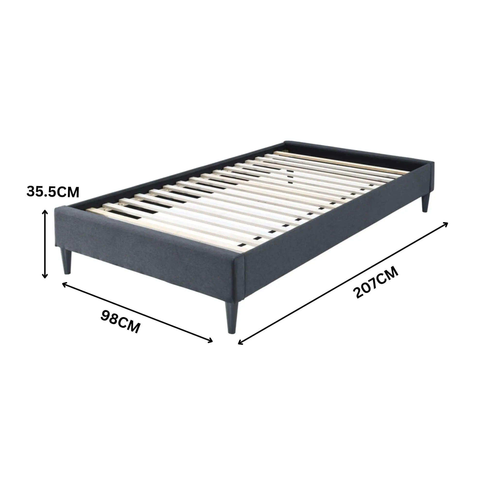 Arte Bed Frame Fabric Mattress Platform Base  Mid Grey