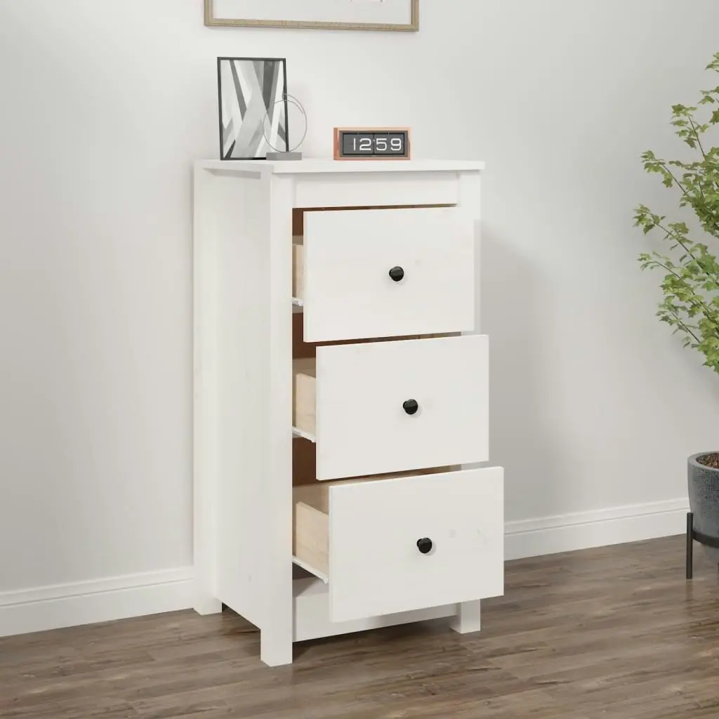 Sideboard White 40x35x80 cm Solid Wood Pine 813741