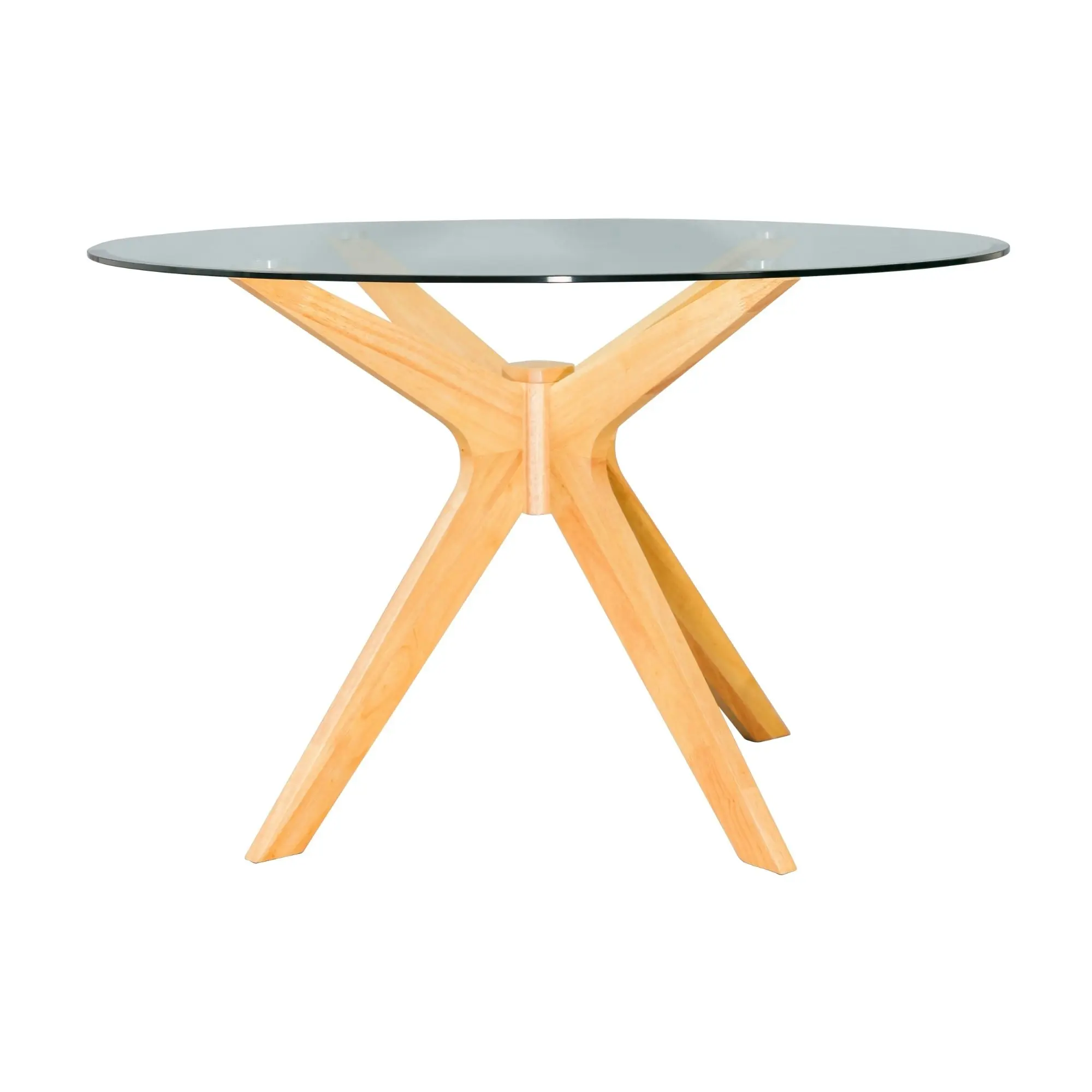 Forza 100cm Round Glass Dining Table Oak