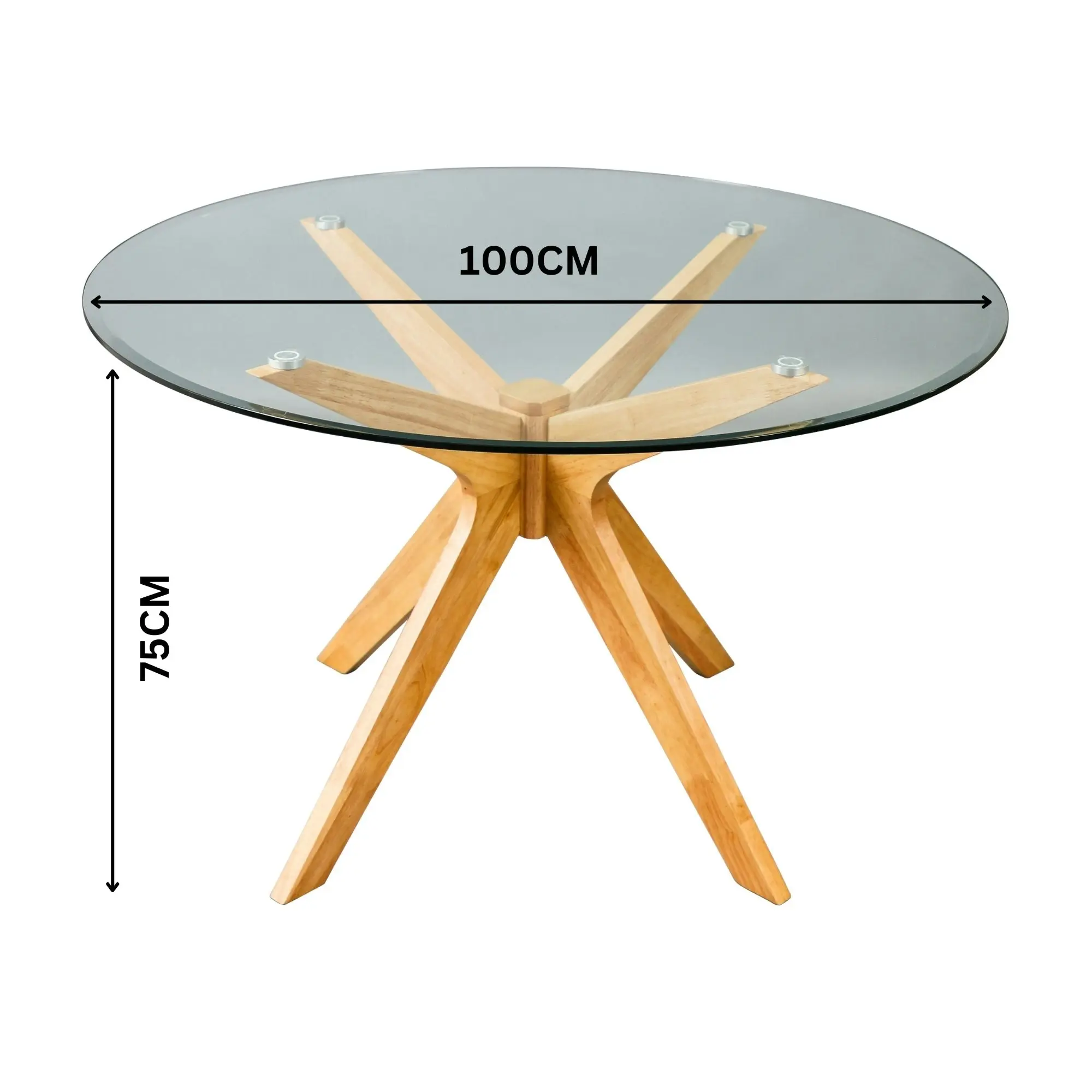 Forza 100cm Round Glass Dining Table Oak