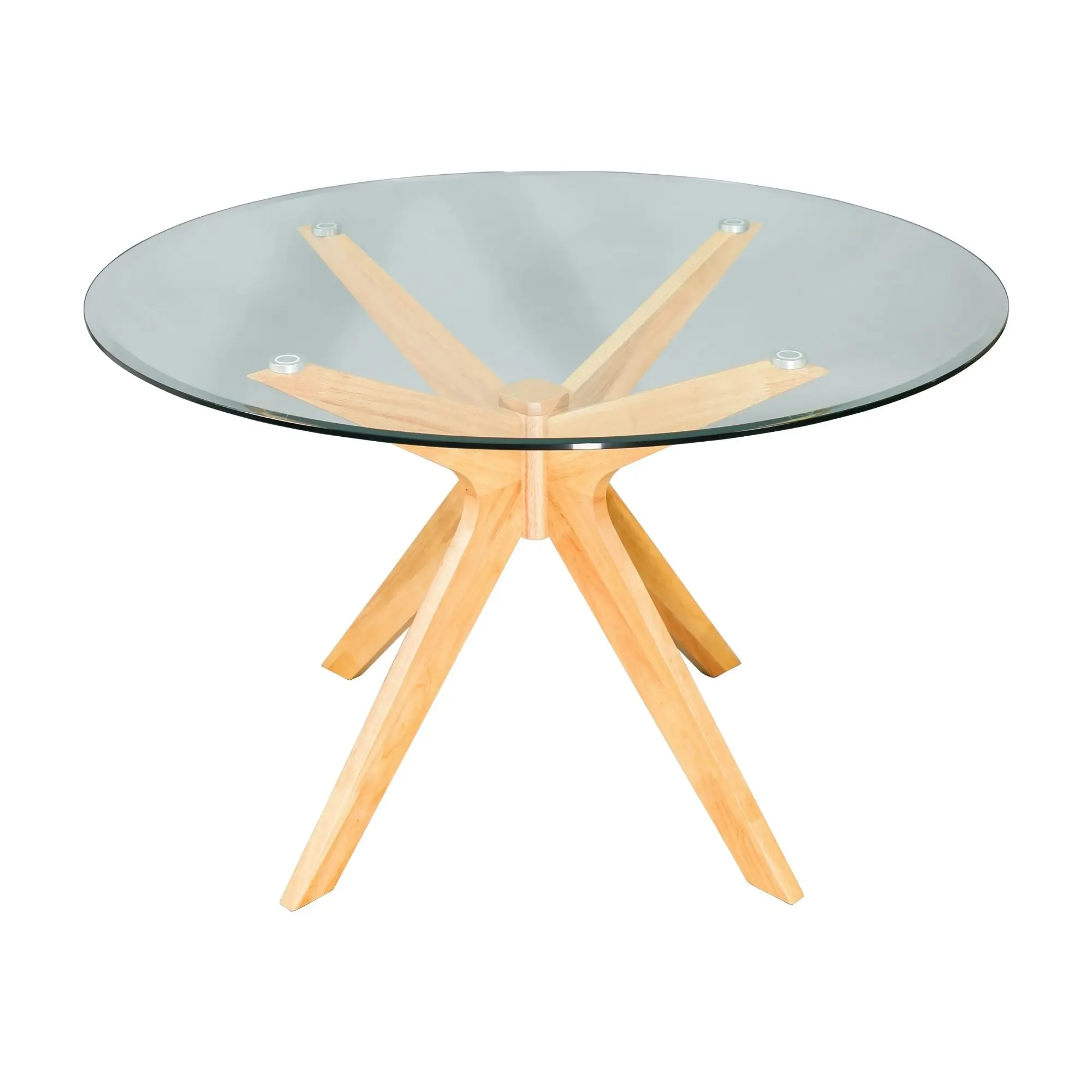 Forza 100cm Round Glass Dining Table Oak