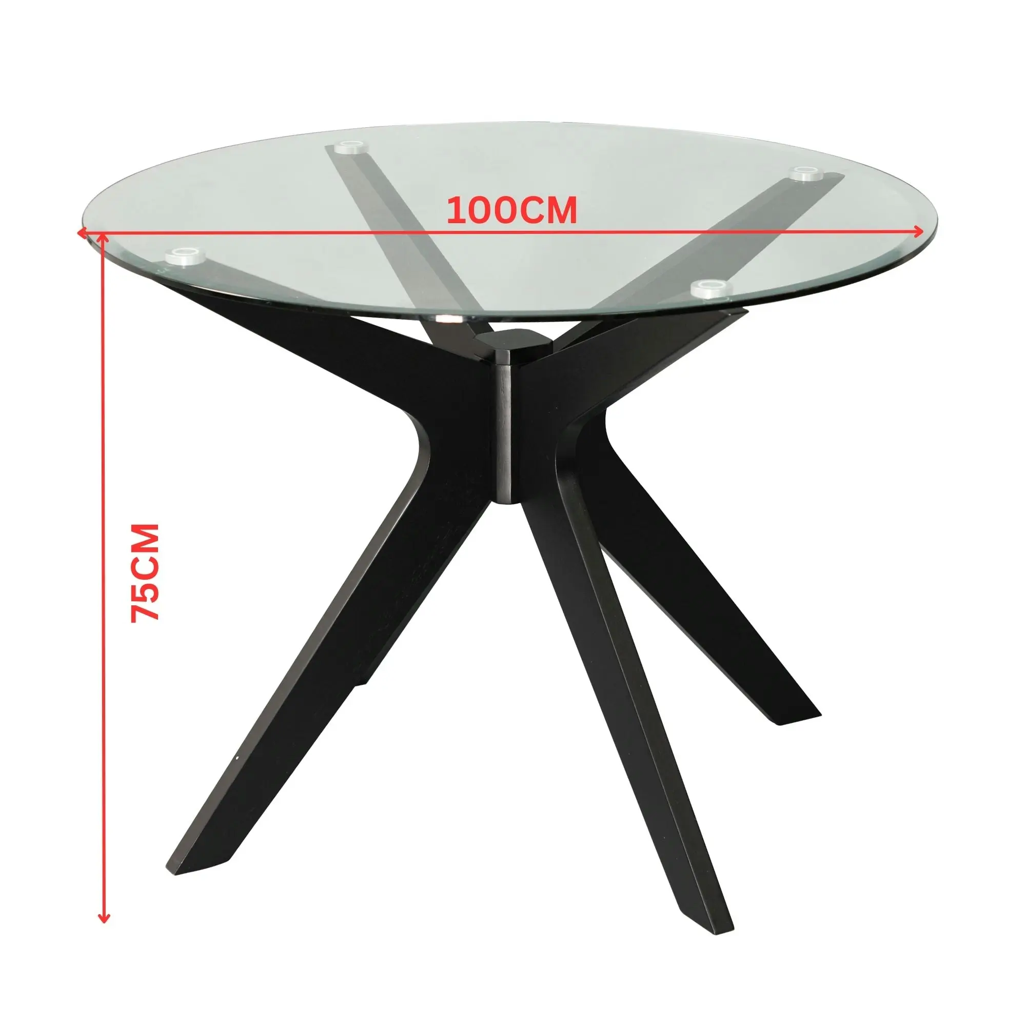 Forza 100cm Round Glass Dining Table Black