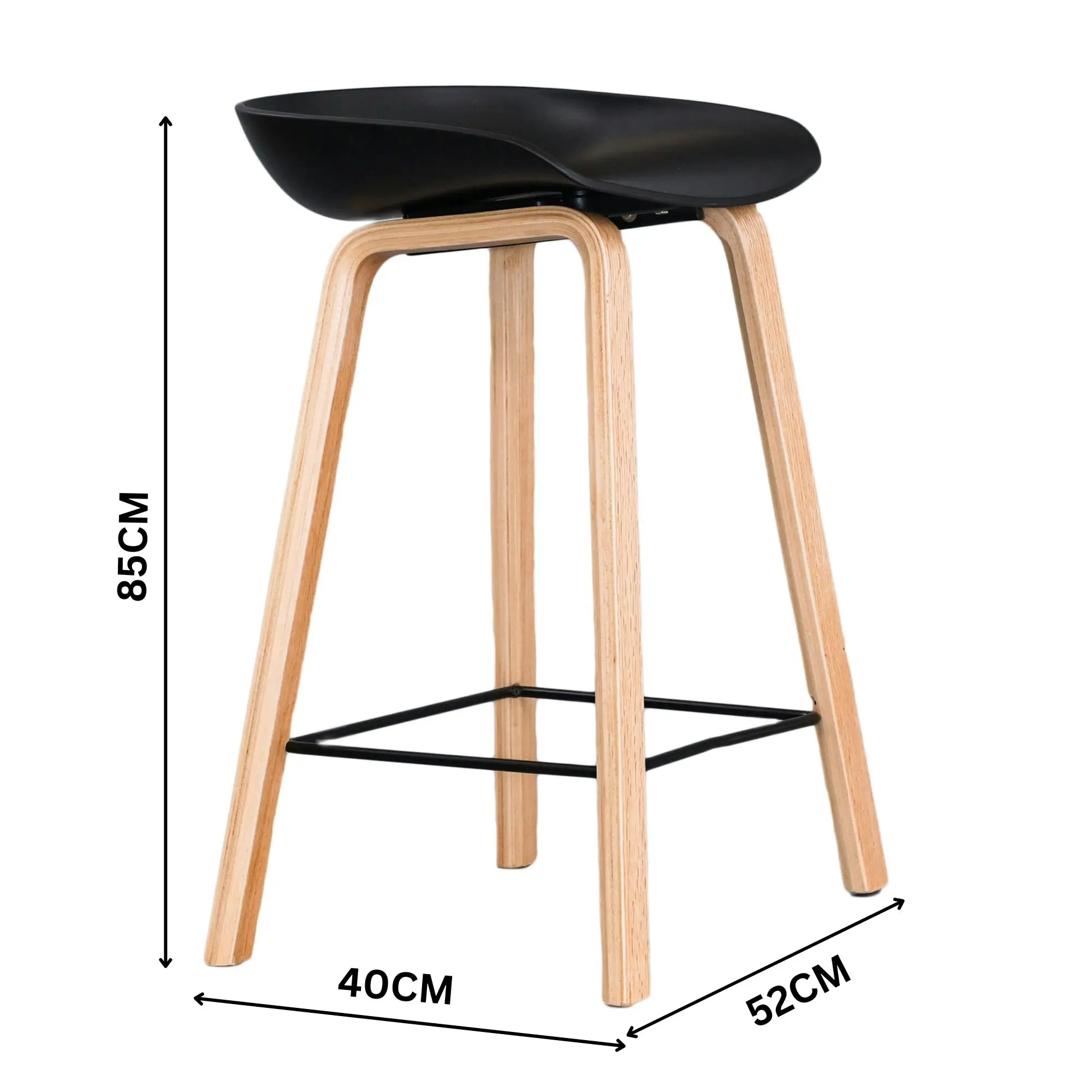 Replica Hay Set of 2 Bar Stool Seat Black Oak