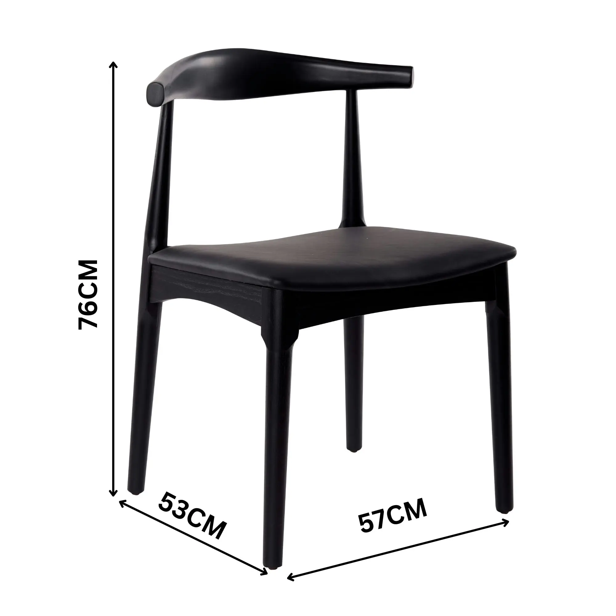 Henrik 2pc Set Dining Chair Replica Hans Wenger Elbow Black