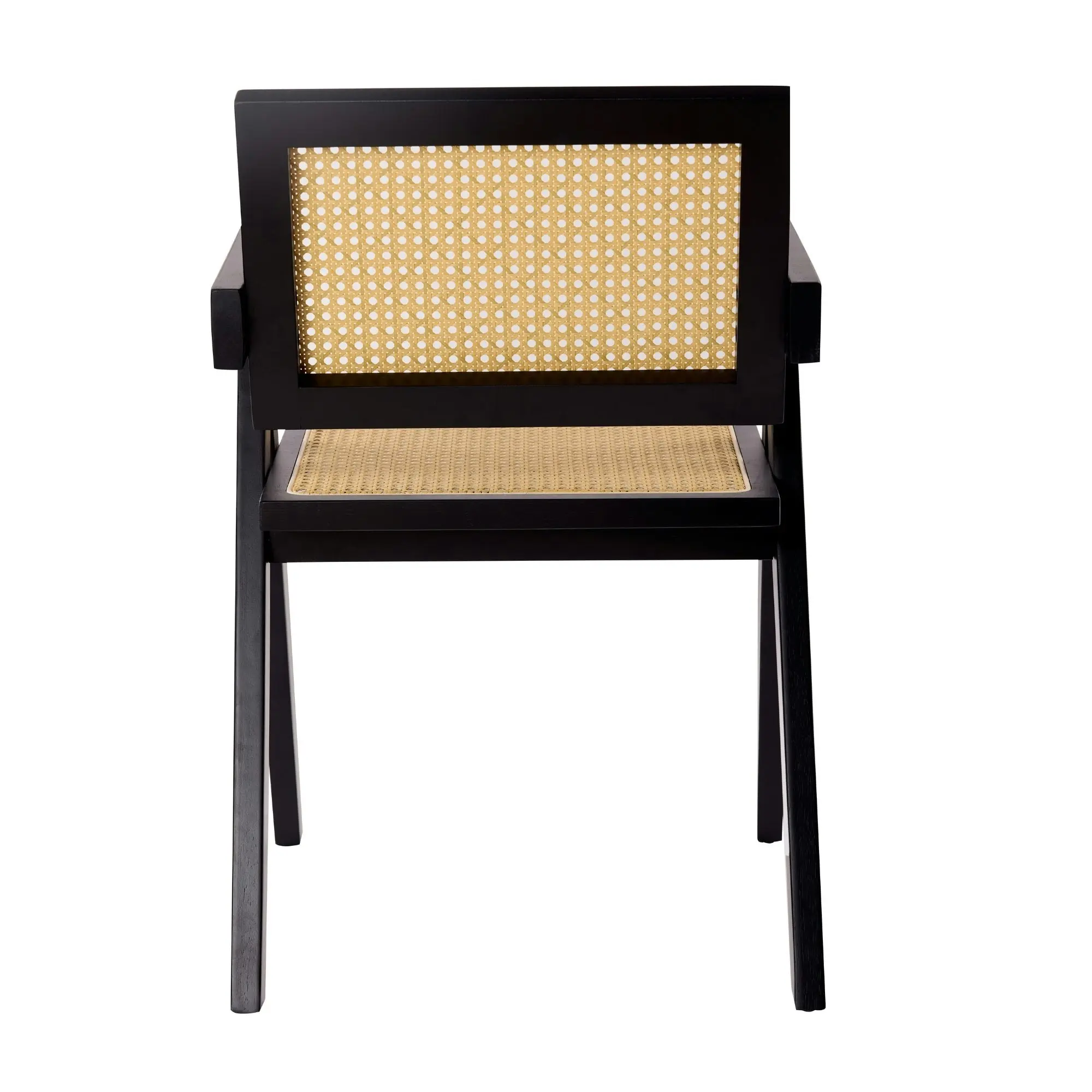 Korina Carver 2pc Set Dining Chair Rattan Wicker Black