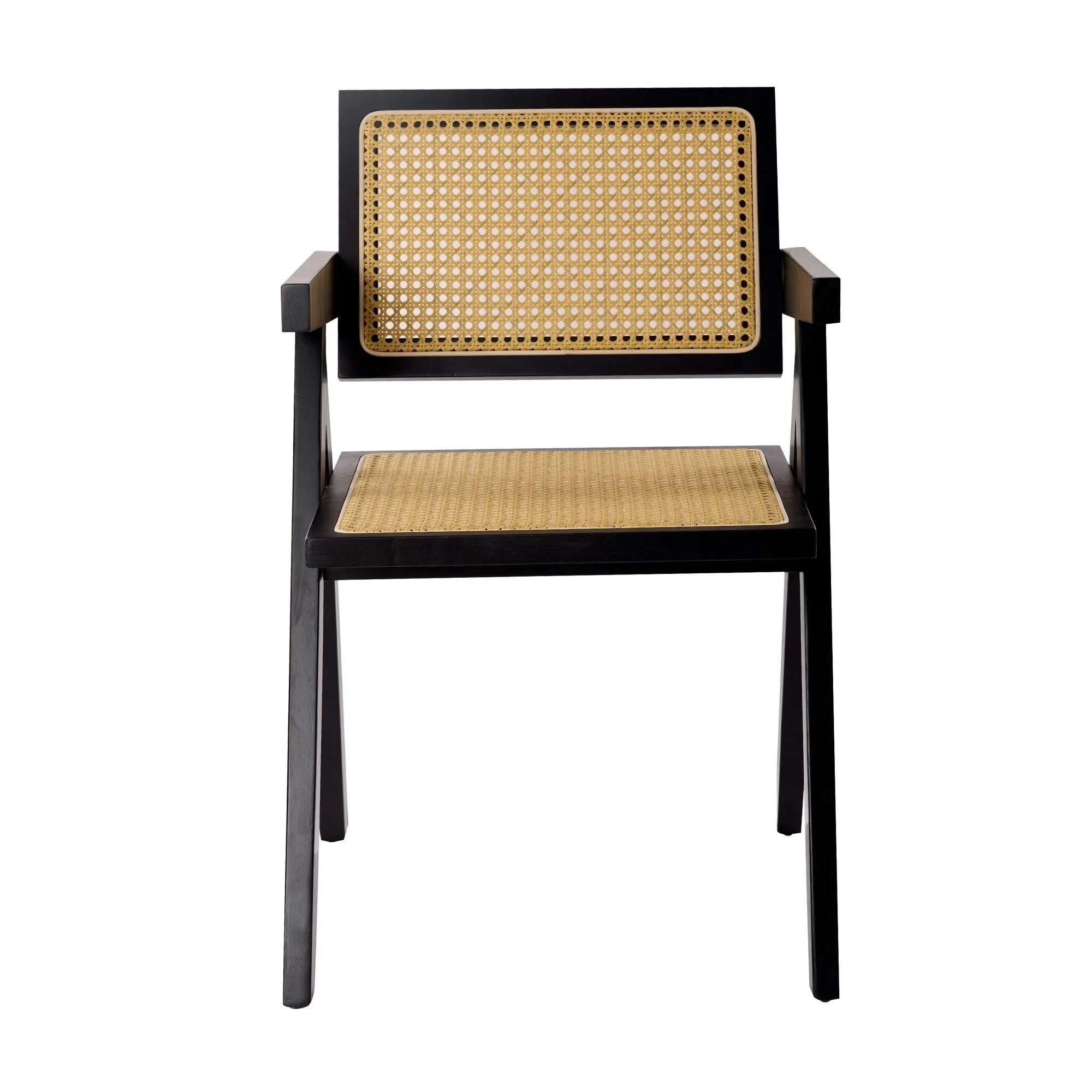 Korina Carver 2pc Set Dining Chair Rattan Wicker Black