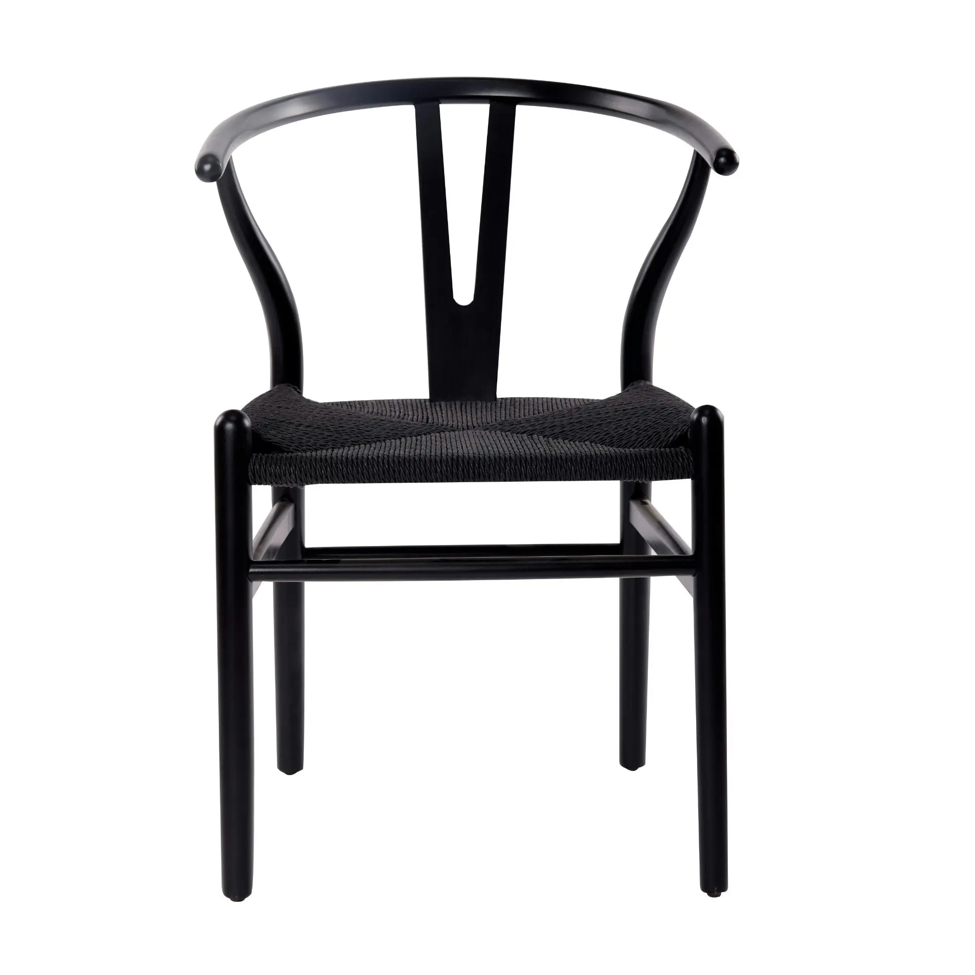 Ark Wishbone 2pc Set Dining Chair Replica Hans Wenger Black