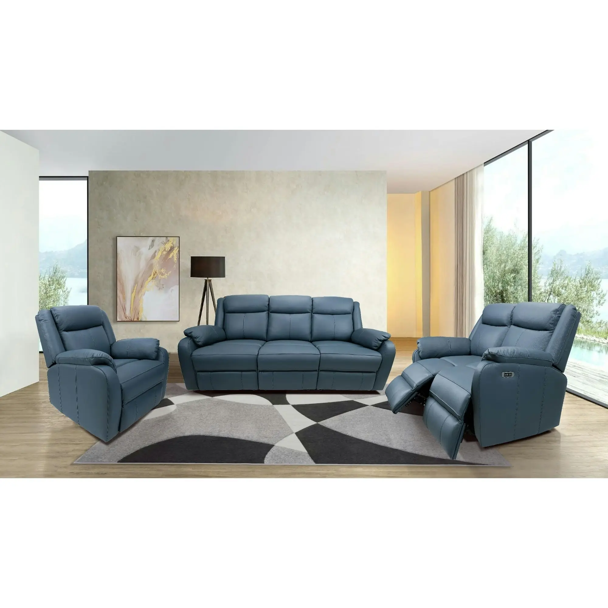 Bella 3+2+1 Seater Leather Electric Recliner Sofa Lounge