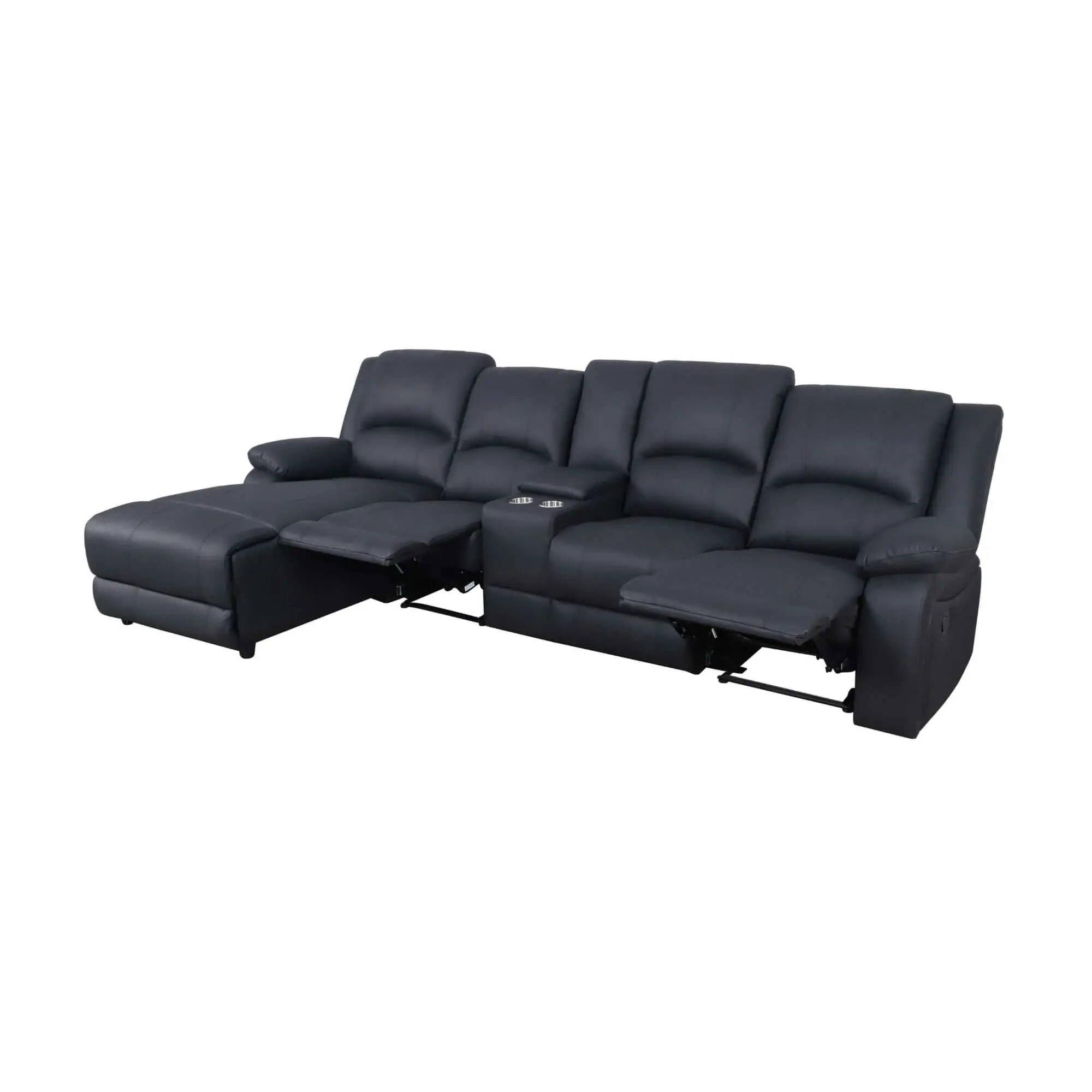 Anderson 3 Seater Fabric Manual Recliner Lounge LHF Chaise Onyx Black