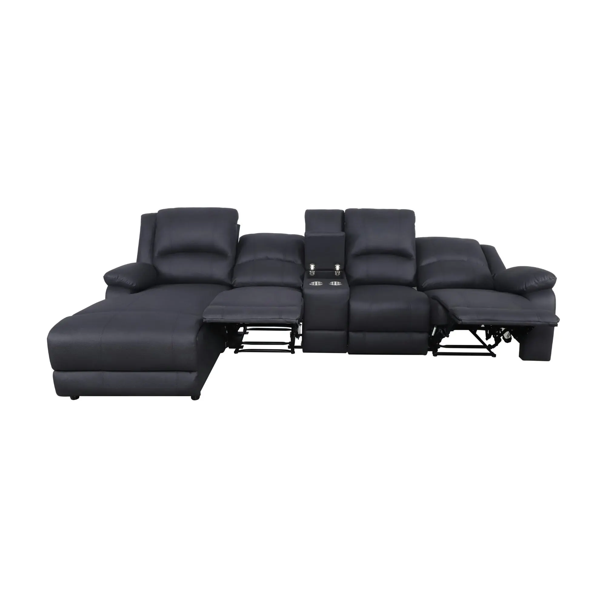 Anderson 3 Seater Fabric Manual Recliner Lounge LHF Chaise Onyx Black