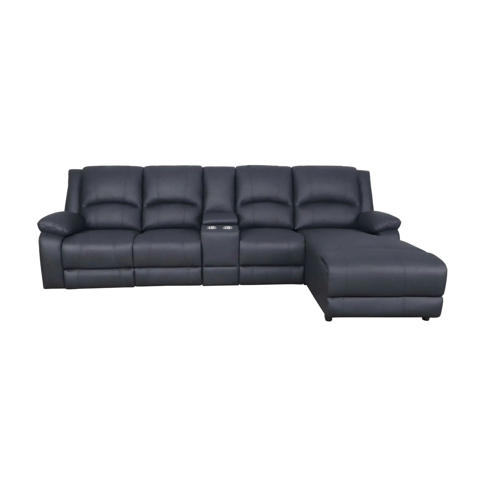 Anderson 3 Seater Fabric Manual Recliner Lounge RHF Chaise Onyx Black