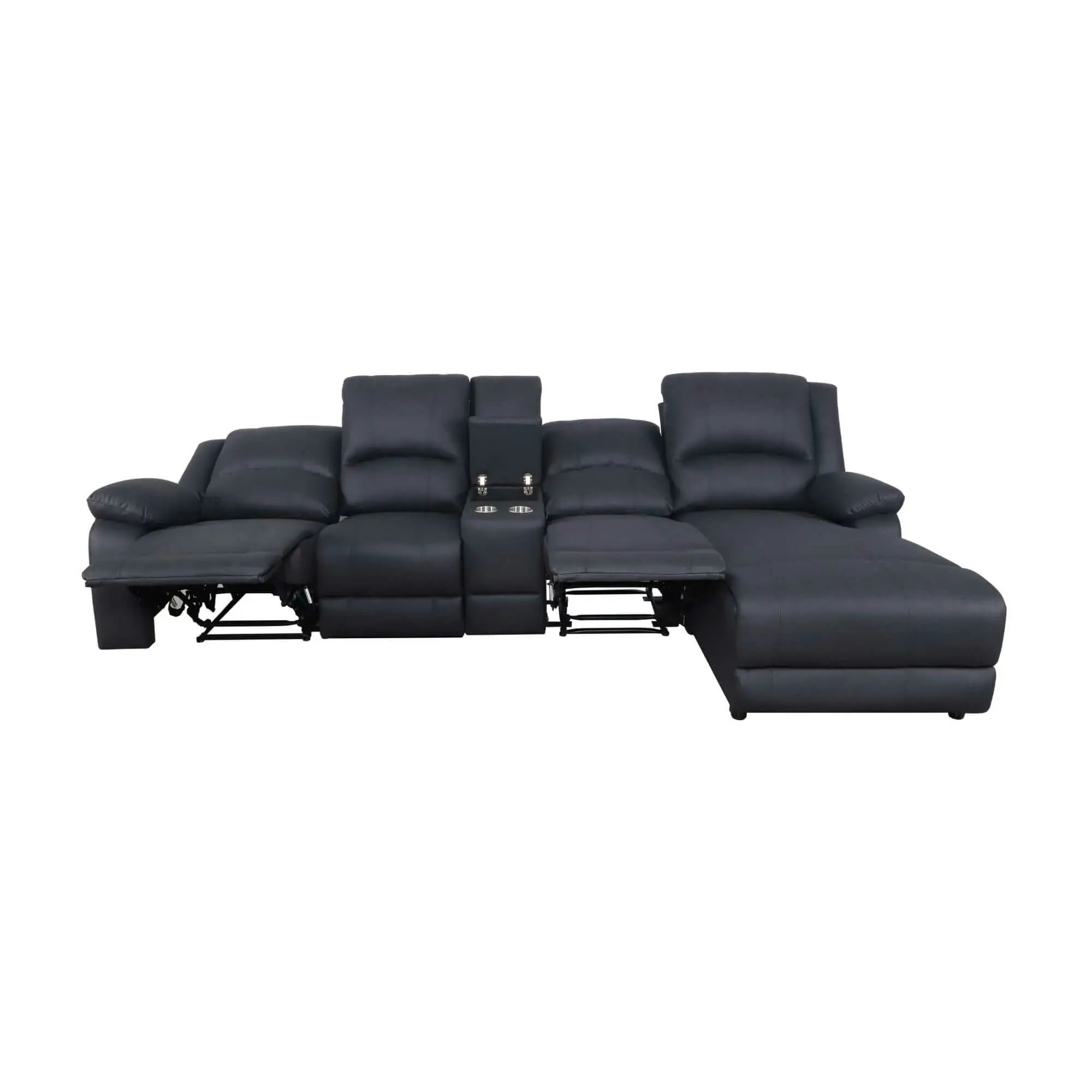 Anderson 3 Seater Fabric Manual Recliner Lounge RHF Chaise Onyx Black