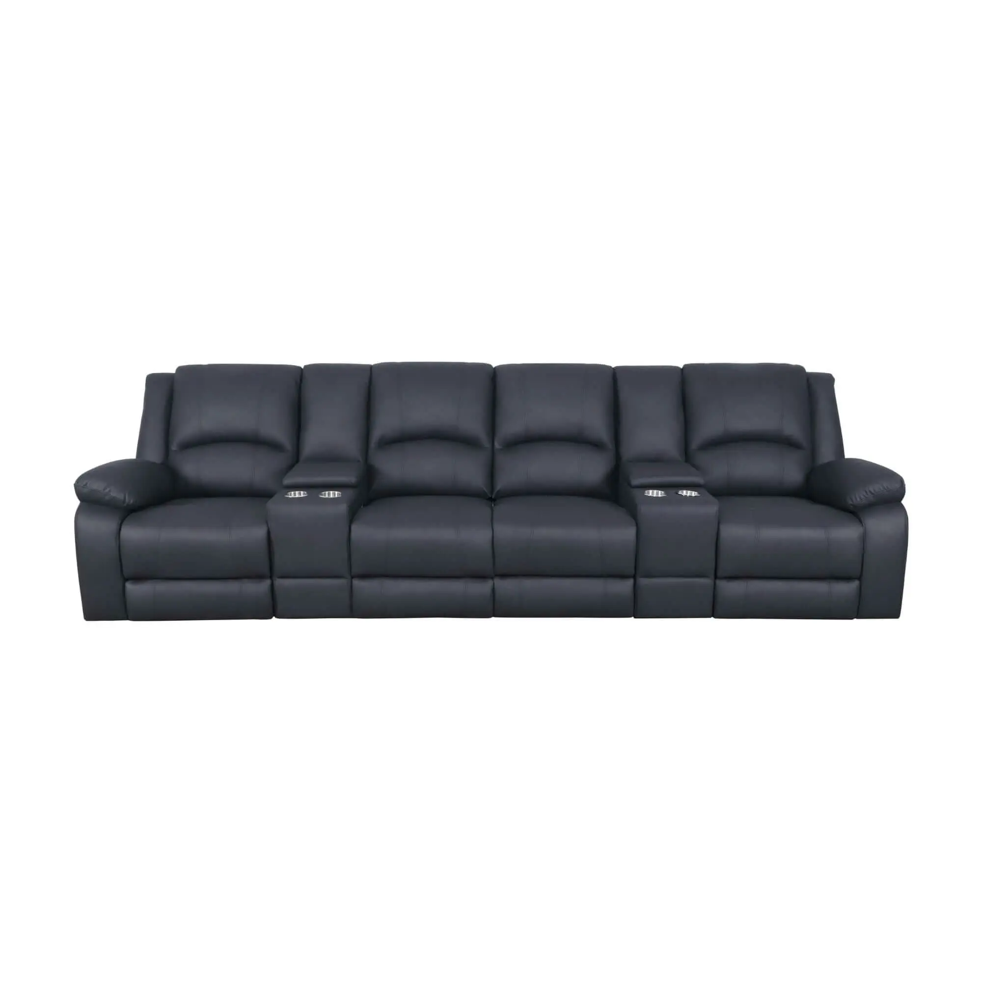 Anderson 4 Seater Fabric Manual Recliner Lounge Onyx Black