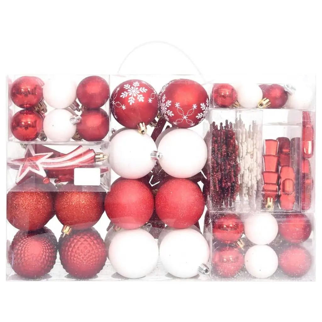 108 Piece Christmas Bauble Set Red and White 330092